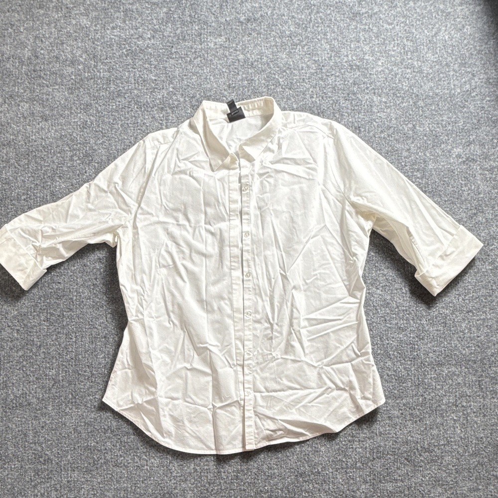 Worthington Women's Quarter Sleeve XL White Dress Shirt with Pleats Button Up